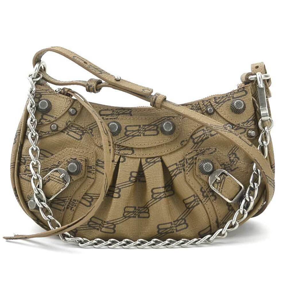 Balenciaga Le Cagoule Shoulder Bag Brown Silver